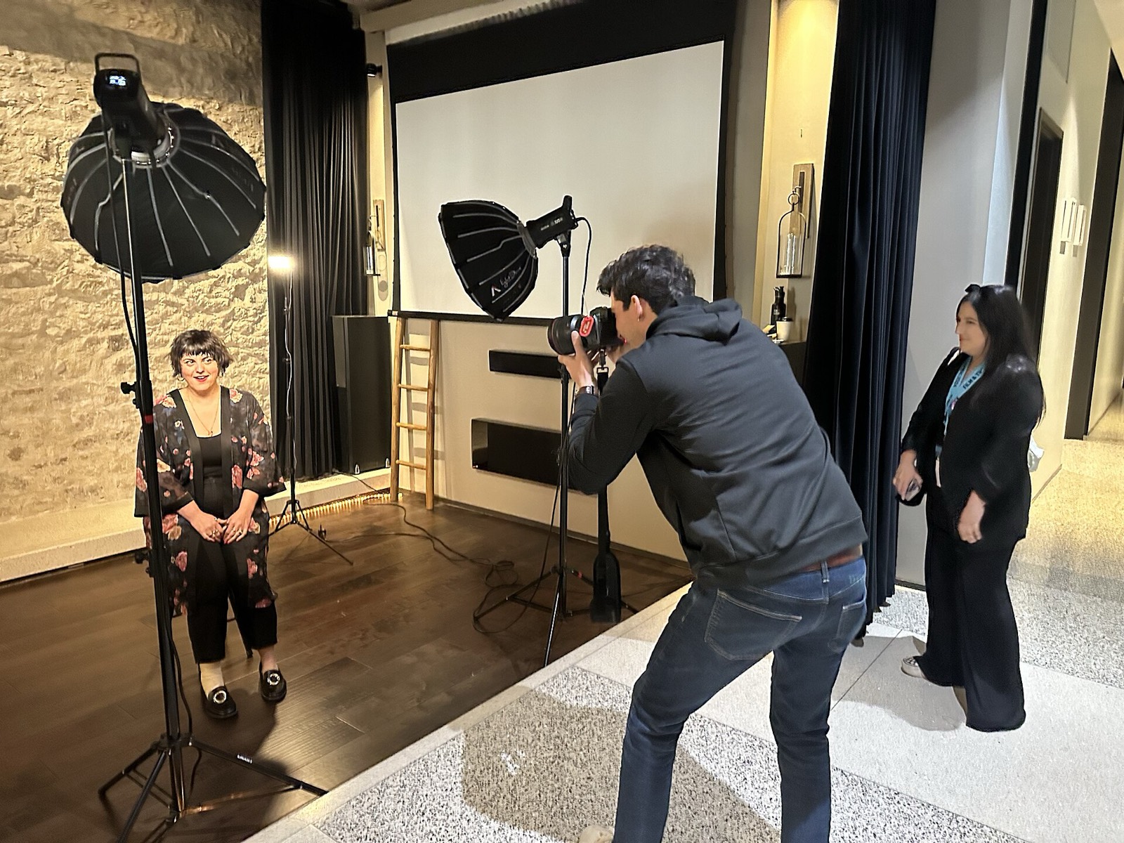 Studio floor with softboxes