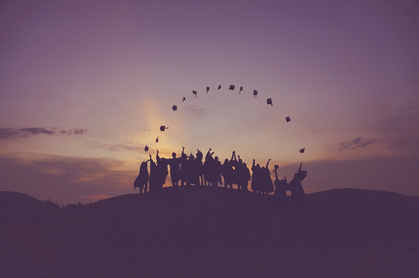 A batch celebrating at dusk