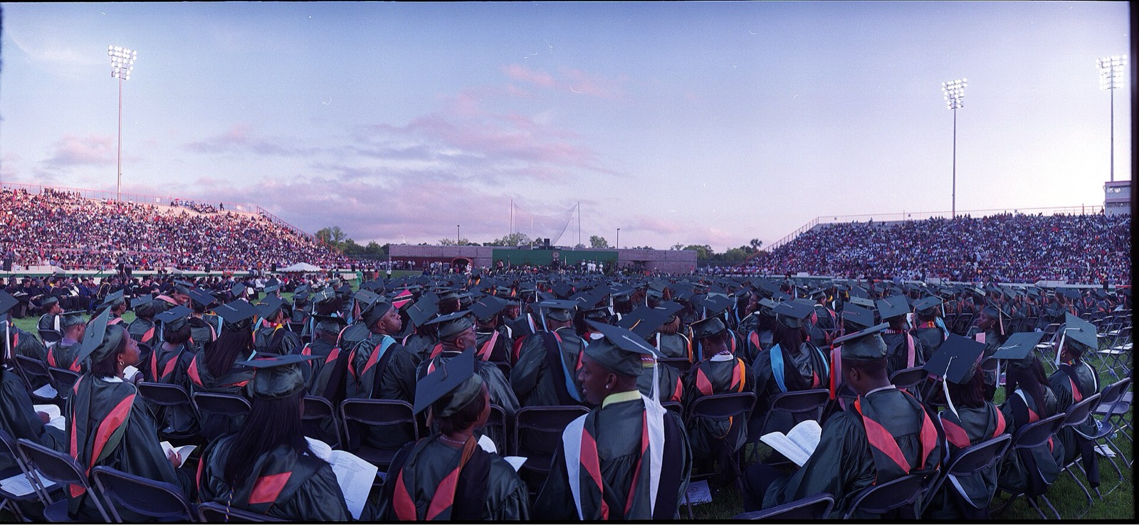 Graduation ceremony in a stadium