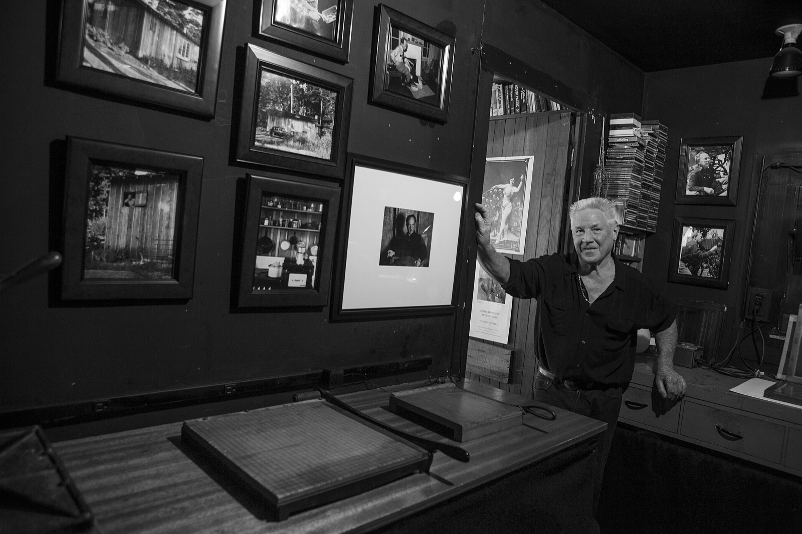 Framed prints in the printing room